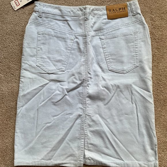 RALPH Ralph Lauren Corduroy Pencil Skirt in Baby Blue NWT - Picture 2 of 5